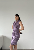 Grant Drapeli Saten Elbise 582852 LİLA