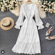 Güpür Detay Midi Boy Elbise BEYAZ