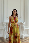 Halter Yaka Damla Detay Baskılı Abiye 1110
