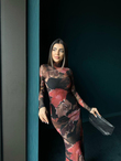 Hannah Baskılı Tül Elbise 56634 KARIŞIK
