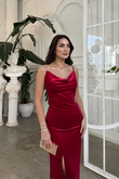 Haven Zincir Detaylı Midi Boy Elbise 9333 KIRMIZI