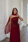 Hazan Straplez Üst Payet Şifon Abiye 1156