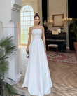 Hazel Straplez Işlemeli Saten Abiye 4747 BEYAZ