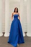 Hazel Straplez Işlemeli Saten Abiye 4747 SAKS MAVİSİ