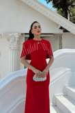 Helin Pelerin Detay Straplez Abiye 1204