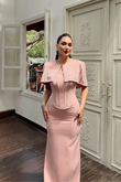 Helin Pelerin Detay Straplez Abiye 1204