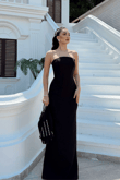 Helin Pelerin Detay Straplez Abiye 1204