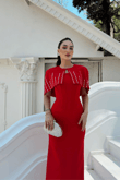 Helin Pelerin Detay Straplez Abiye 1204