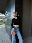 Hilly Fitilli Triko Crop 56687 SİYAH