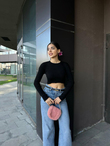 Hilly Fitilli Triko Crop 56687 SİYAH