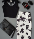 İkili Etek Büstiyer Takım Siyah