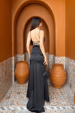 İp Askı Saten V Yaka Abiye 0101