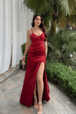 İp Askı Saten V Yaka Abiye 0101