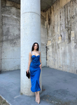 İris Gloplu Midi Elbise 24858 İNDİGO