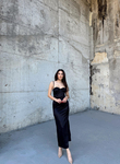 İris Gloplu Midi Elbise 24858 SİYAH