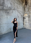 İris Gloplu Midi Elbise 24858 SİYAH