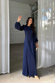 Irmak Bağçık Detay Uzun Abiye 9360 LACİVERT