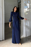 Irmak Bağçık Detay Uzun Abiye 9360 LACİVERT