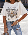 Iron Wheels Yazı Detay Yıkamalı T-shirt BEYAZ