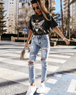 Iron Wheels Yazı Detay Yıkamalı T-shirt FÜME
