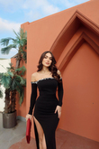 İzora Straplez Taş Detay Tasarım Abiye 583054 SİYAH