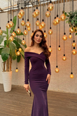 Jade Kayık Yaka Simli Balık Abiye 583032 MÜRDÜM