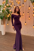 Jade Kayık Yaka Simli Balık Abiye 583032 MÜRDÜM