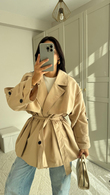 Jena Oversize Kuşaklı Düğmeli Trençkot 2635 BEJ