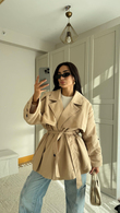 Jena Oversize Kuşaklı Düğmeli Trençkot 2635 BEJ