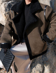 Jeremy Peluş Oversize Kaban Haki