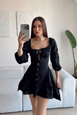 Jesica Kat Kat Elbise 8745 SİYAH