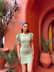 Joanne Karpuz Kol Mini Elbise 582540 MİNT YEŞİLİ