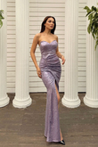 Jules Straplez Yırtmaçlı Payet Abiye 583164 LİLA