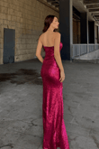 Jules Straplez Yırtmaçlı Payet Abiye 583164 FUŞYA