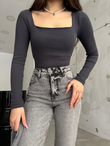 Kare Yaka Kaşkorse Bluz 1065 ANTRASİT
