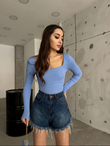 Kare Yaka Kaşkorse Bluz 1065 BEBE MAVİSİ