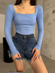 Kare Yaka Kaşkorse Bluz 1065 BEBE MAVİSİ