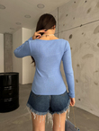 Kare Yaka Kaşkorse Bluz 1065 BEBE MAVİSİ