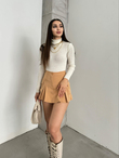 Kargo Cep Şort Etek ZC041 KAHVE