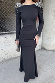 Kayla Omuz Vatkalı Tasarım Abiye 583073 SİYAH