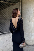 Kayla Omuz Vatkalı Tasarım Abiye 583073 SİYAH
