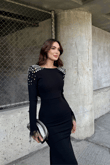 Kayla Omuz Vatkalı Tasarım Abiye 583073 SİYAH