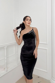Kendra İp Askı Tasarım Midi Elbise 583141 SİYAH