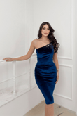 Kendra İp Askı Tasarım Midi Elbise 583141 SAKS MAVİSİ