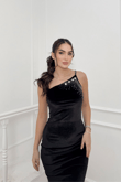 Kendra İp Askı Tasarım Midi Elbise 583141 SİYAH