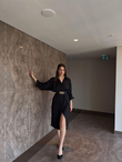 Kruvaze Anvelop Saten Elbise 2938 SİYAH K1X R