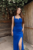 Kuzey Yaka V Detay Yırtmaçlı Abiye 582840 SAKS MAVİSİ