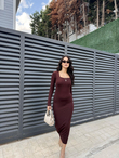 Kylea Kare Yaka Dalgıç Elbise 3059 ACI KAHVE