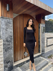 Kylea Kare Yaka Dalgıç Elbise 3059 SİYAH