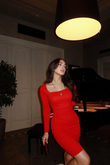 Lara Midi Boy Kalem Elbise 581864 KIRMIZI